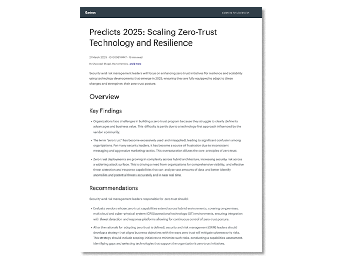 Gartner: Predicts 2025: Scaling Zero-Trust Technology and Resilience
