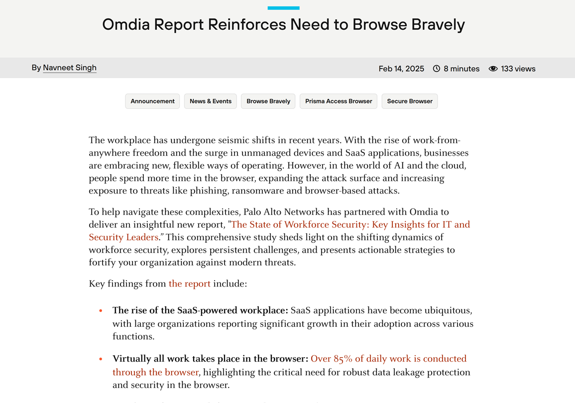 Omdia Report Reinforces Need to Browse Bravely