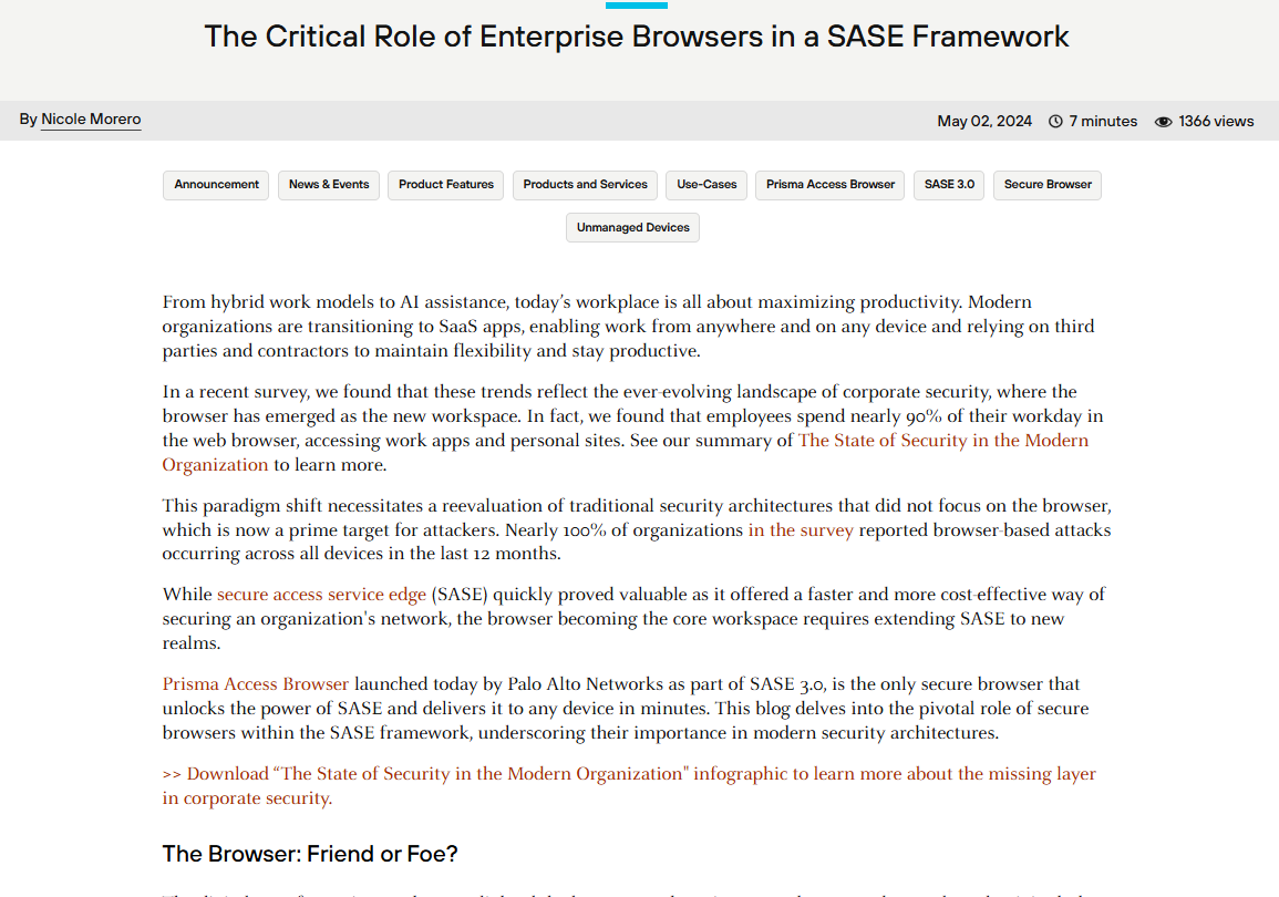The Critical Role of Enterprise Browsers in a SASE Framework