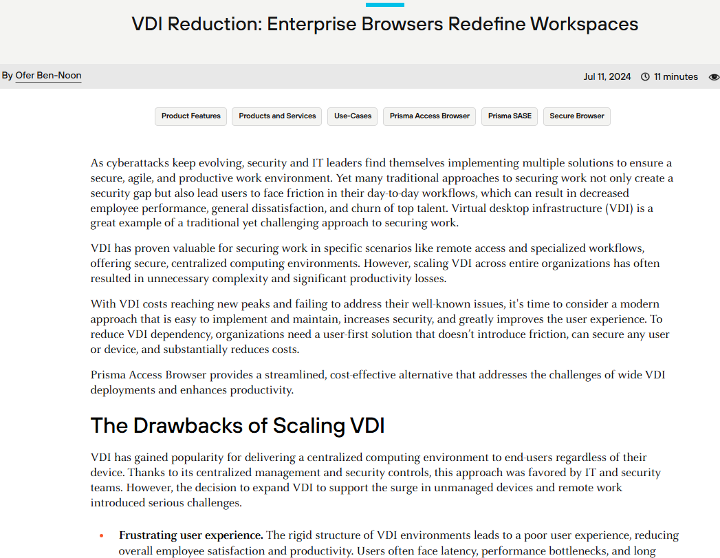 VDI Reduction